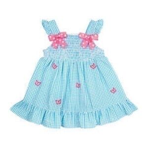 Rare editions Baby Girls Smocked Seersucker Butterfly Appliqué Dress